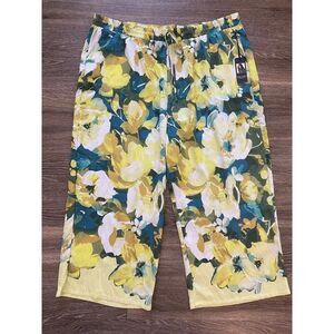 NWT Rachel Roy 3X Floral Wide Leg Pull On Palazzo Pants Plus Size Maximalist